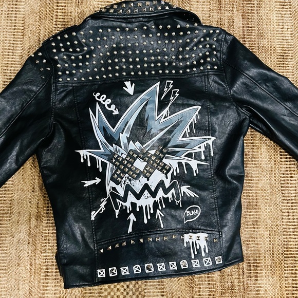 smoke rise ny | Jackets & Coats | Smoke Rise Rivet Printed Lapel Biker ...